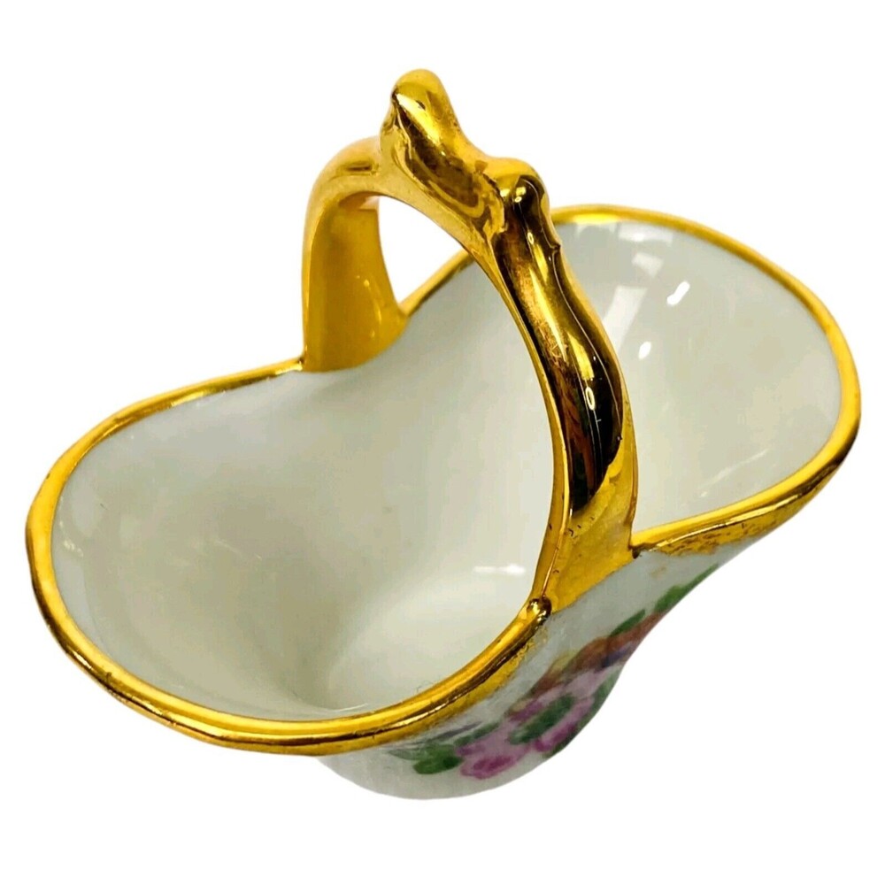 Vintage Limoges Porcelain Flower Garden Basket Doll House Porcelaine d' Art - Picture 12 of 14